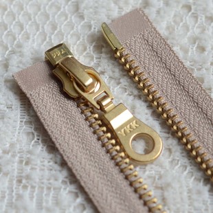 YKK金属拉锁 5号金铜单开拉链 深卡其带50-85cm 开衫打磨链条