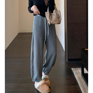 冬季 保暖不臃肿～加绒加厚灰色卫裤 女2025新款 休闲束脚裤 AMR
