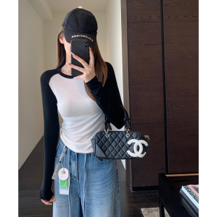 插肩袖 时髦拼色 显瘦正肩长袖 T恤女打底衫 AMR 春夏2026新款