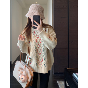 新款 节日氛围感 毛衣女针织衫 秋冬 设计感小众粗针圣诞款 AMR