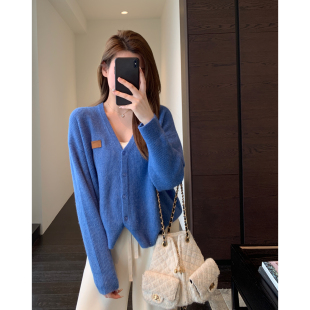 开衫 AMR 氛围显瘦百搭法式 慵懒时髦 V领针织外套毛衣女2026新