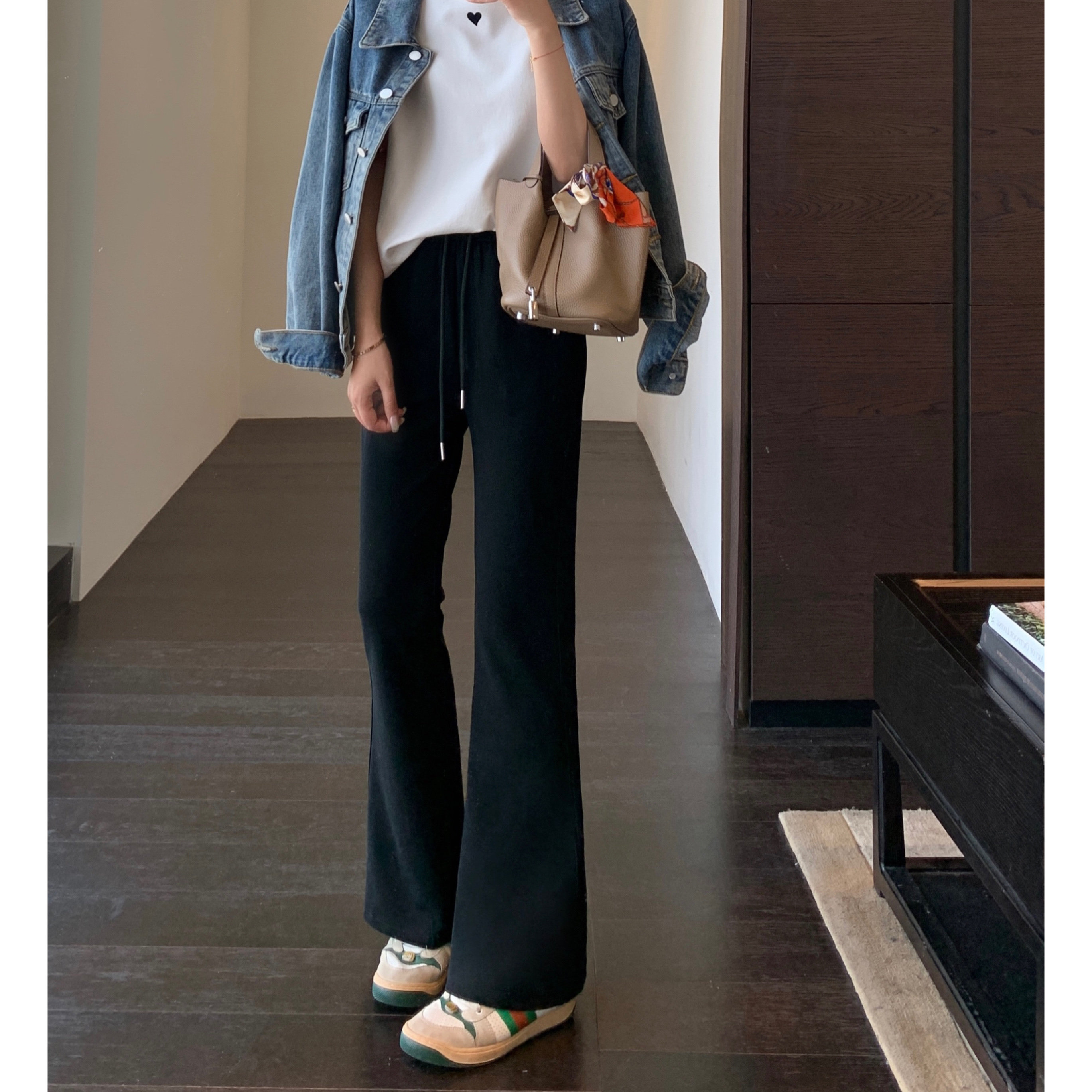 AMR UU◆lu家火爆～显腿长高腰显瘦直筒微喇裤薄休闲裤女春夏新款