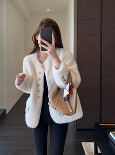 轻奢质感 福利款 保暖环保仿貂绒厚毛绒外套女秋冬新 AMR