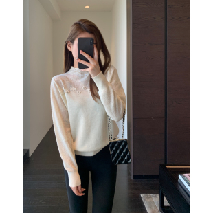 显瘦半高领上衣女2026新款 AMR 温柔甜美时髦针织小衫 少女感