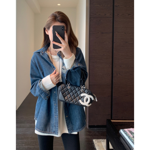 女薄外套2026新款 AMR 藏肉显瘦复古蓝牛仔衬衫 慵懒时髦 春夏