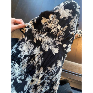 半身裙女春夏新款 法式 大裙摆碎花裙高腰显瘦中长款 浪漫 AMR