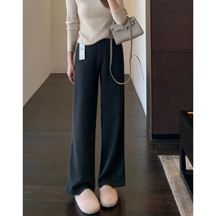 女2025新款 AMR 加绒加厚慵懒风高腰直筒阔腿裤 一条过冬 秋冬