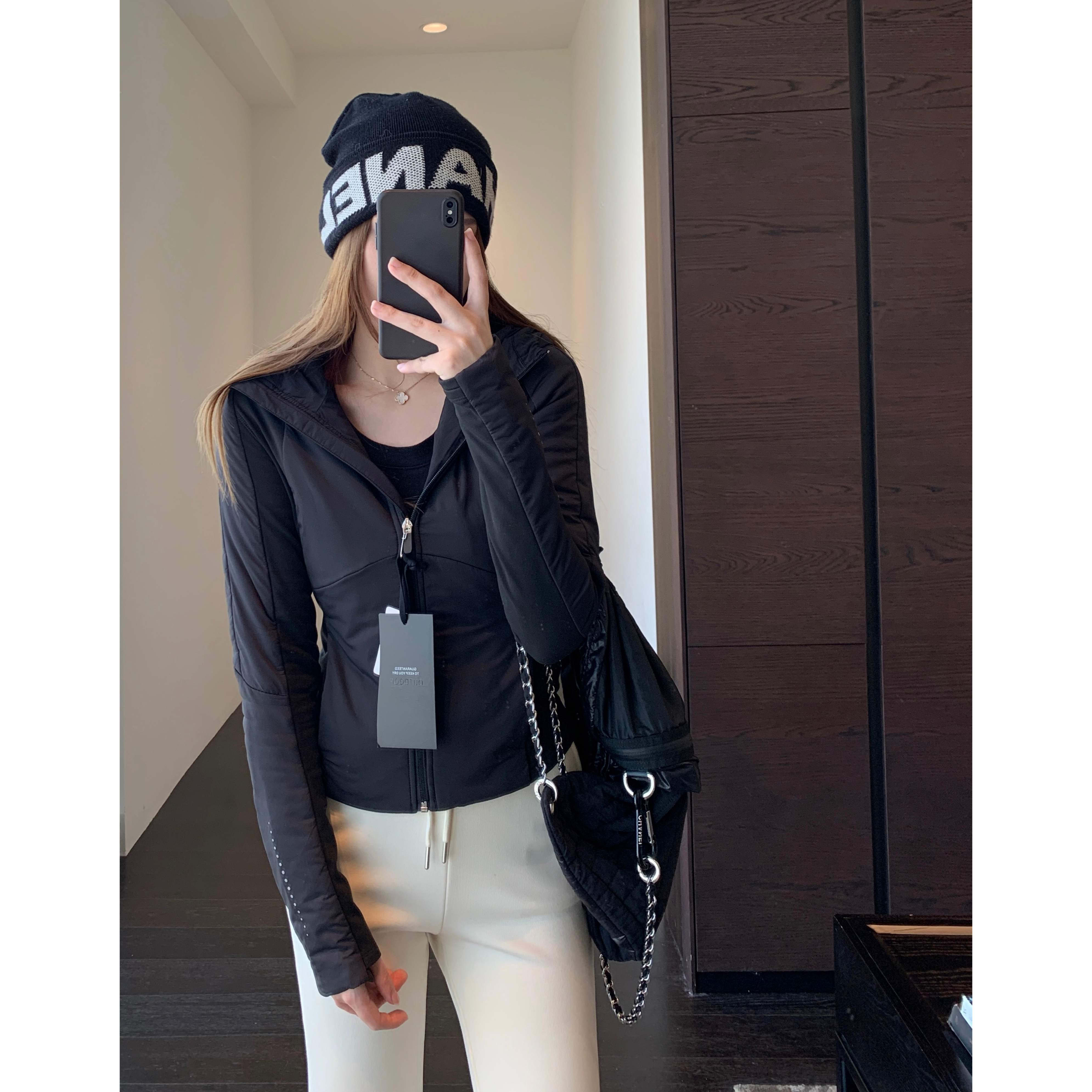 AMR UU◆柜上1000+lu家修身显瘦轻薄棉外套短款连帽女上衣秋冬新