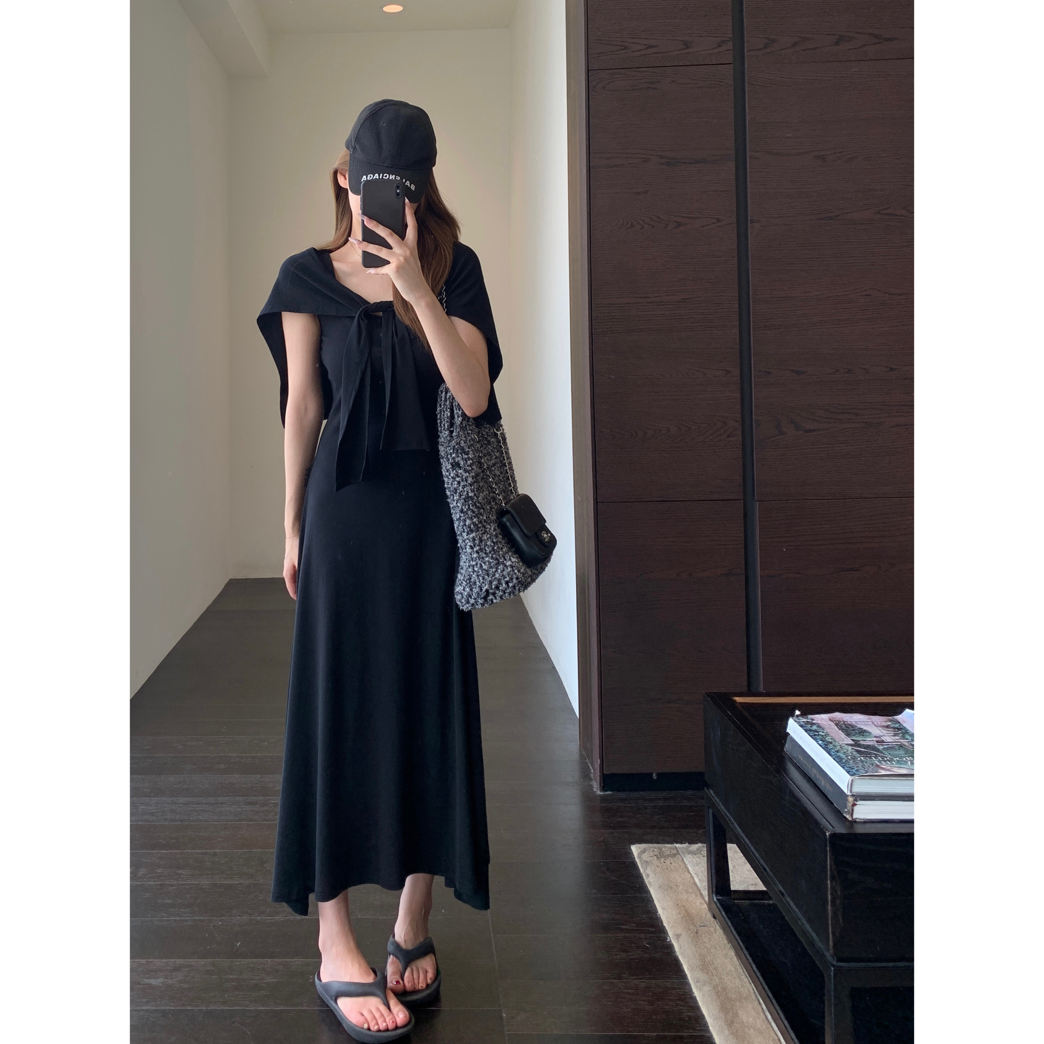 AMR UU◆设计感小众 时髦披肩两件套显瘦吊带连衣裙套装女夏新款