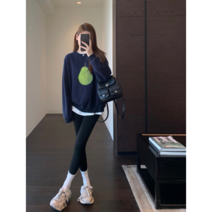 oversize宽松显瘦减龄印花大卫衣女上衣秋冬新 慵懒时髦 AMR