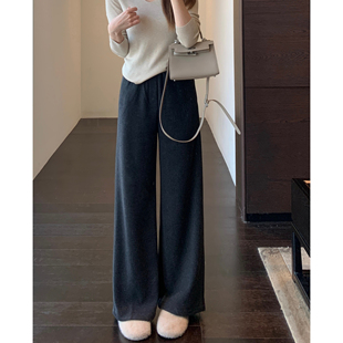 女2025新款 AMR 时髦花苞腰宽松高腰直筒阔腿裤 设计感小众 冬