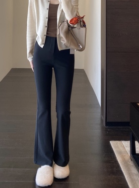 AMR UU◆瘦瘦裤 显腿长马蹄裤垂顺小黑裤高腰微喇阔腿裤女春夏新