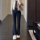 高腰微喇阔腿裤 AMR 女春夏新 显腿长马蹄裤 垂顺小黑裤 瘦瘦裤
