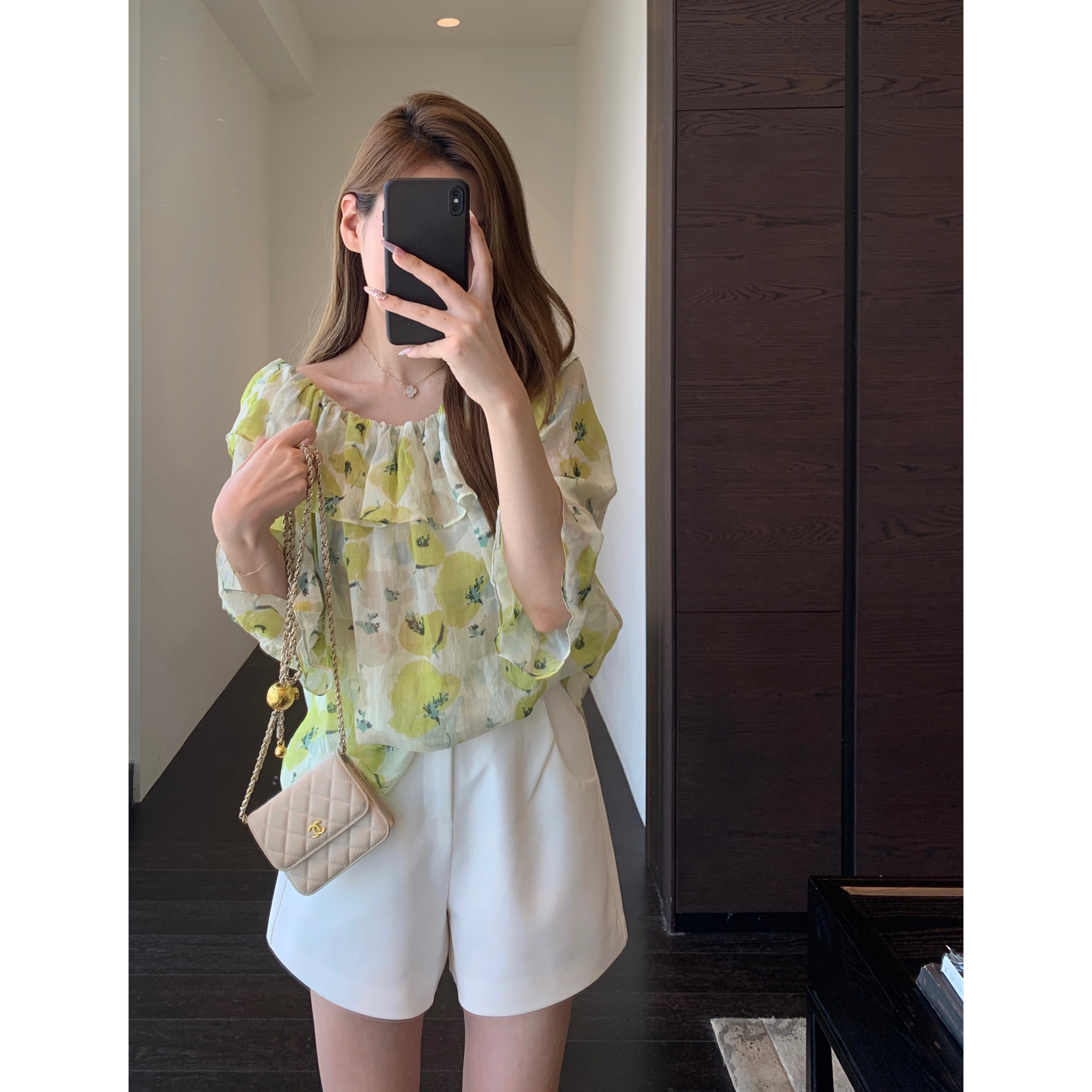 AMR UU◆夏日清凉 高品质苎麻碎花衬衫宽松五分袖防晒小衫女夏新