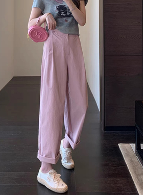 AMR UU◆版型正 遮胯显瘦高腰休闲直筒裤宽松阔腿裤女2026春夏新