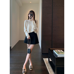 防走光高腰A字短裙百搭显瘦小黑裙半身裙女秋冬新 大长腿 AMR