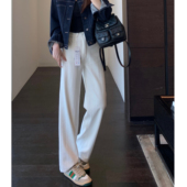 白色牛仔裤 显瘦神裤 直筒阔腿裤 女秋冬新 高腰显瘦窄版 AMR