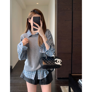 洋气减龄灰色时尚 叠穿时髦 针织马甲背心女上衣2026春新 AMR