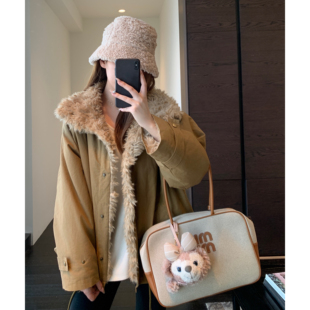 慵懒感时髦加绒加厚保暖毛毛外套大衣女秋冬新款 氛围感 AMR