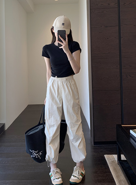 AMR UU◆帅爆啦 轻薄透气防晒降落伞休闲束脚裤女工装裤夏季新款