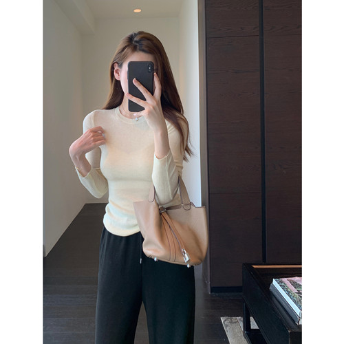 AMR UU◆天丝羊毛混纺保暖修身显瘦针织毛衣打底衫女秋冬2025新款