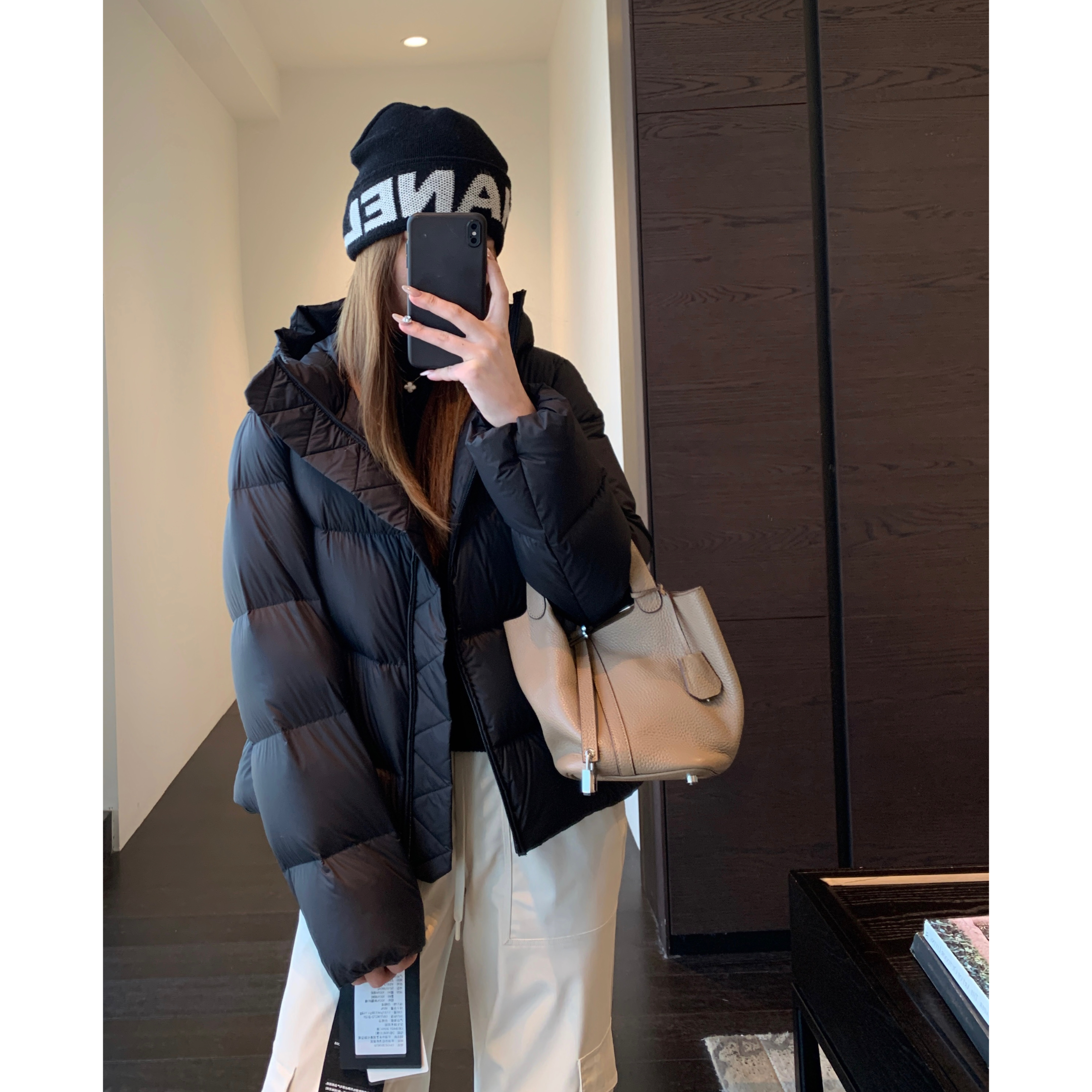 AMR UU◆高端小众 五格泡芙短款连帽羽绒服厚外套女2025新款冬季