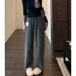 暗闪亮片高腰显瘦慵懒阔腿香蕉裤 奢华质感 女2025秋冬新 AMR