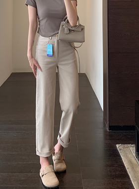 AMR UU◆柜上4000+高腰显瘦浅色直筒裤九分牛仔裤女2026新款春夏