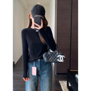 女保暖衣秋冬新款 含羊绒真丝保暖发热显瘦外穿加绒打底衫 AMR