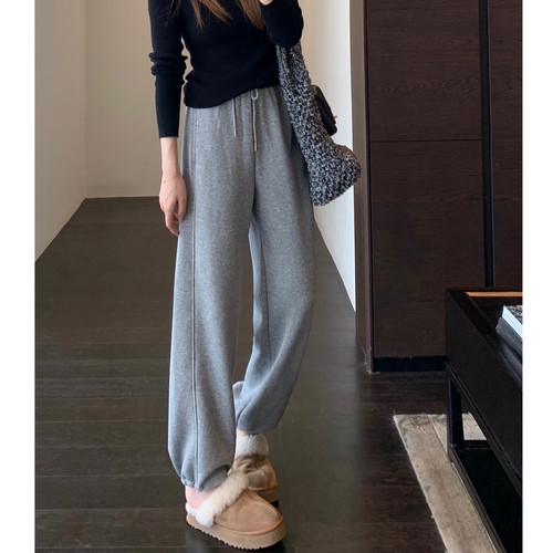 AMR UU◆一条过冬 加绒加厚两穿直筒裤休闲卫裤女2025新款秋冬季