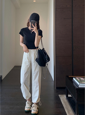 AMR UU◆好穿到爆～轻薄速干工装裤高腰防晒休闲直筒裤女春夏新款