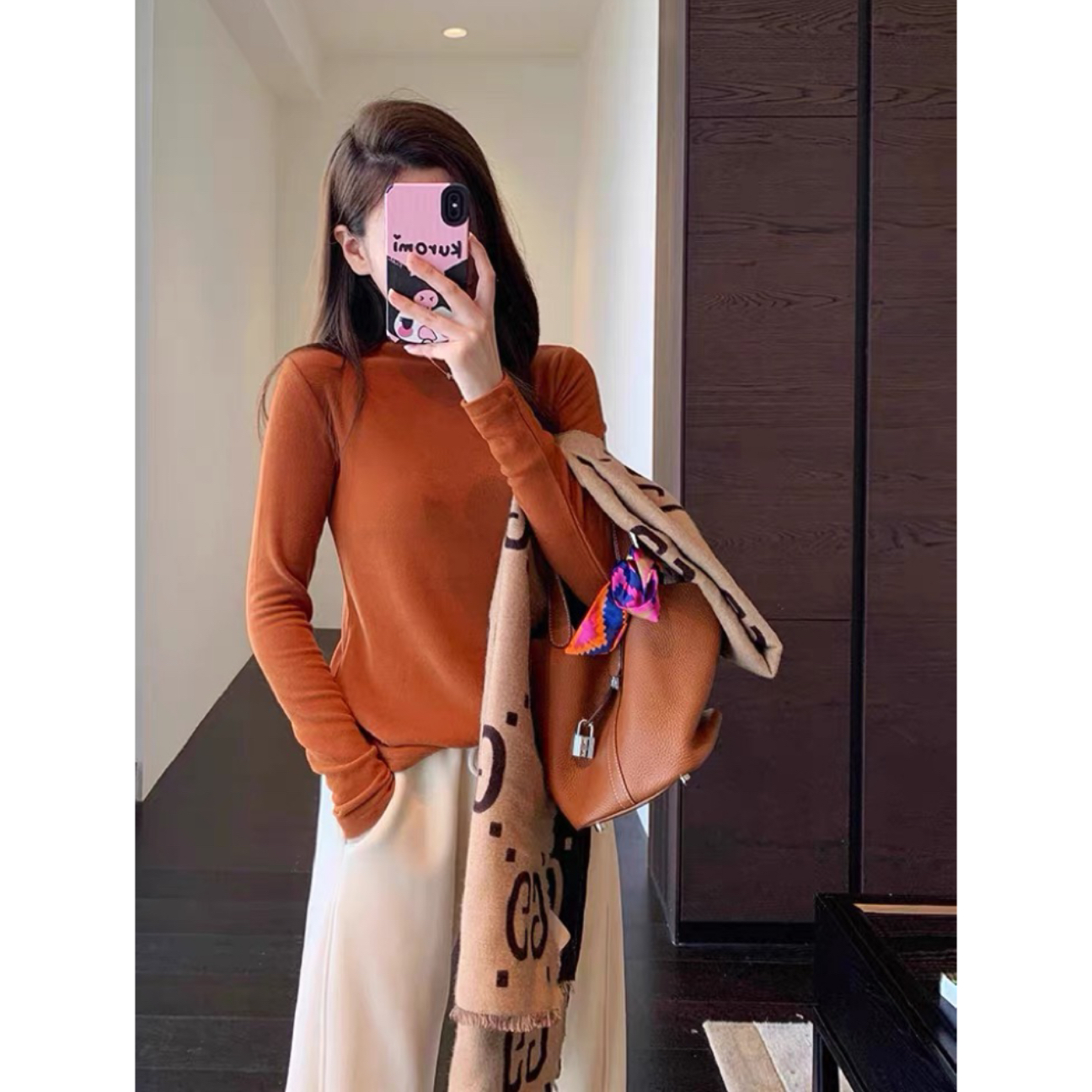 AMR UU◆秋冬搭配神器 保暖双面绒含羊毛打底衫半高领上衣女新款