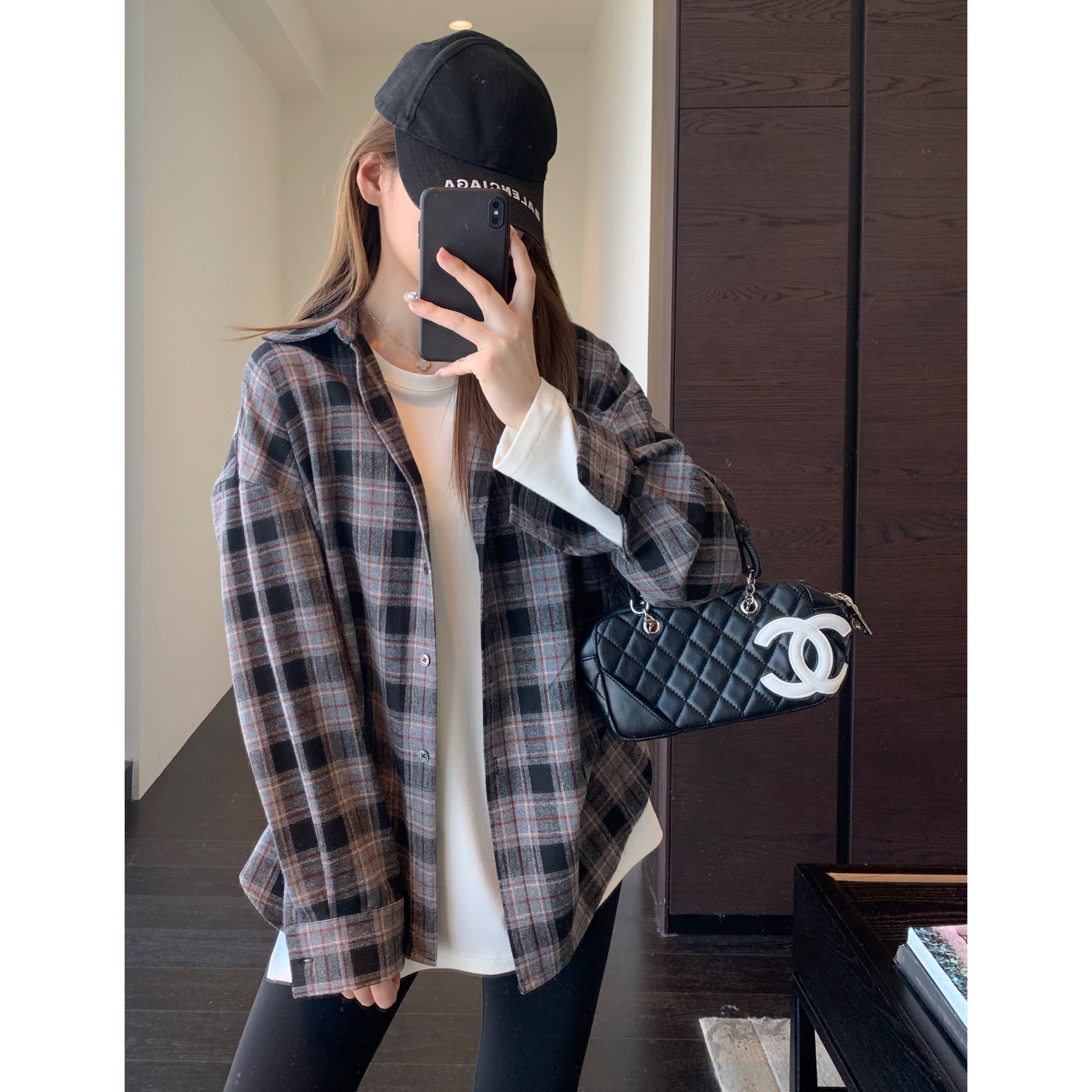 AMR UU◆配色时髦 减龄洋气慵懒显瘦格子衬衫女上衣春夏2026新款