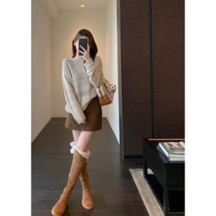 防走光高腰显瘦灯芯绒A字半身裙女秋冬新款 时髦精短裙 AMR