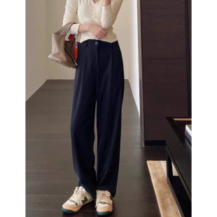 女休闲长裤 福利款 阔腿裤 秋新 ～量少～大长腿翻边直筒裤 AMR