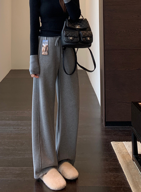 AMR UU◆一条过冬 加绒加厚保暖高腰显瘦直筒裤女阔腿裤秋冬新款