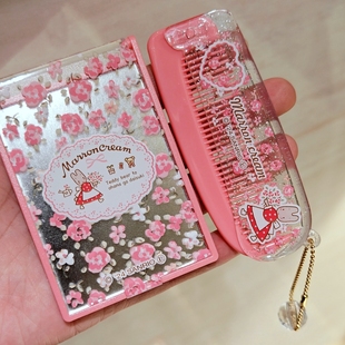 日本正版三丽鸥sanrio茉莉兔便携镜子化妆梳刘海迷你可爱挂件桌面