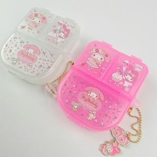 日本三丽鸥sanrio美乐蒂药盒七天便携三格药丸收纳首饰食品级卡通