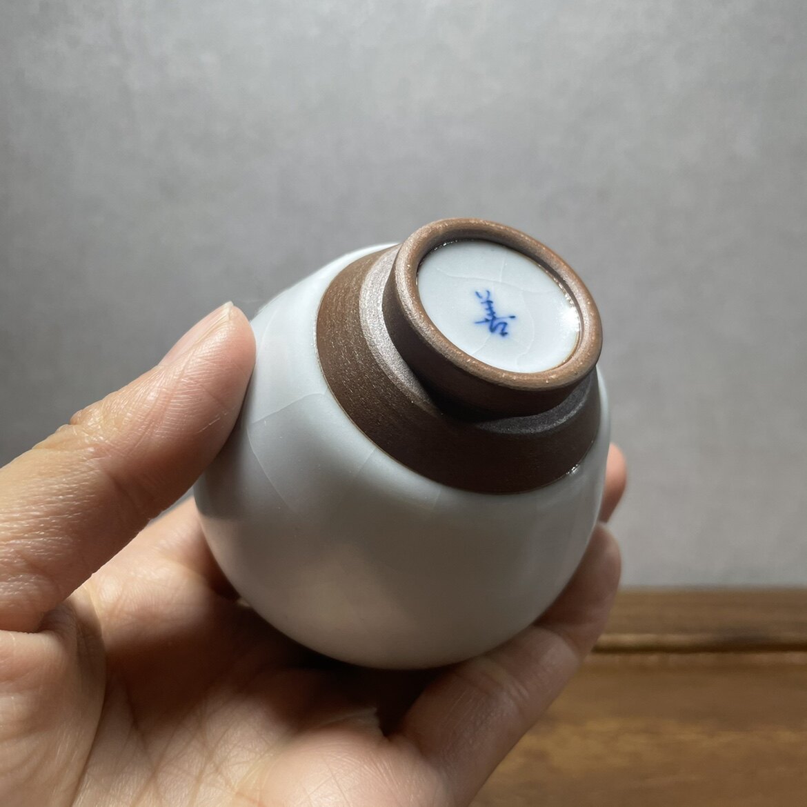 善窑厂李善明汝窑汝瓷一代月白鸡蛋杯珍藏款善款开片早期主人杯