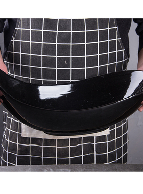 14 17英寸船型异形黑灰色特大超大号加厚意境菜海鲜料理鱼大拼盘