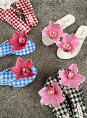 泰国正品lovebug小众设计感花朵人字拖夹趾拖鞋女夏外穿法式凉拖