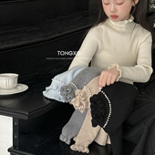 珠珠半高领竖条高弹打底衫 潼小乖定制2025秋冬新款 针织衫 5q083