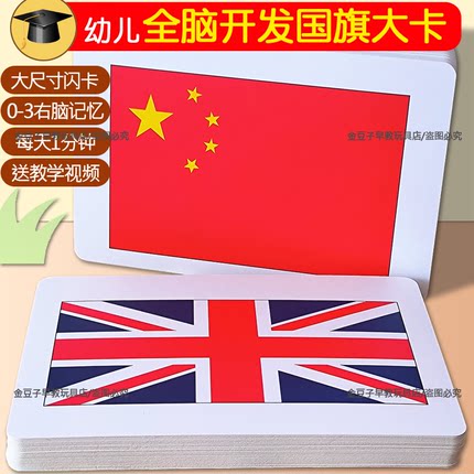 杜曼全右脑开发国旗闪卡宝宝早教认知世界国家国旗车标大卡片玩具