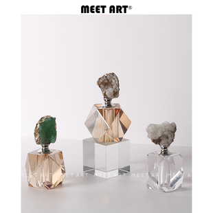 现代轻奢玛瑙香水瓶样板房间水晶摆件卫生间托盘装饰床头柜饰品