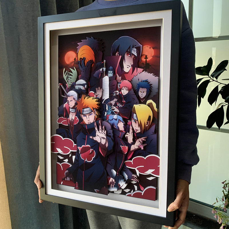 火影晓组织佩恩小南宇智波鼬蝎装饰画纸艺立体画全家福送男友礼物
