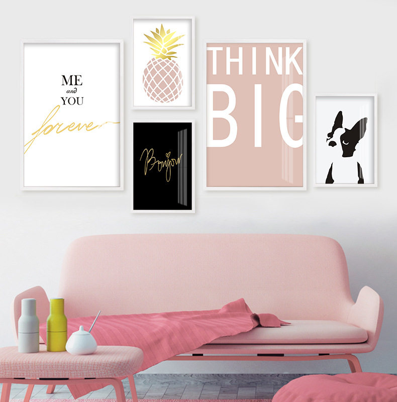 Northern Europe ins style Photo wall combination golden english Home Furnishing a living room Decorative painting Restaurant bedroom Hanging picture framesin the Home accessories , Decorative painting , Modern decorative painting  category - from Buy2taobao.com to provide professional Taobao agent buy service