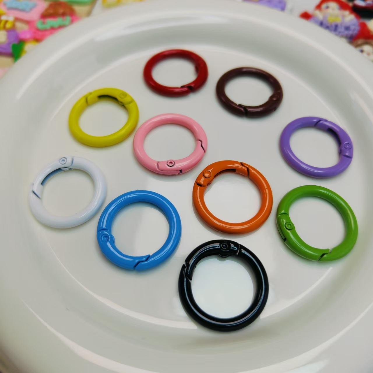 【对对碰】彩色烤漆合金弹簧扣圆形开口DIY车挂钥匙链装饰品配件