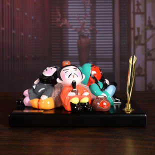 创意三国演义人物刘关张泥人娃娃公仔办公桌面装饰品摆件特色礼品