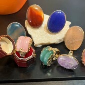 原石戒指ins跨境时尚 小众设计感亚马逊简约高级感天然粉晶戒指