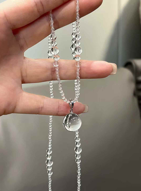 白水晶露珠项链女轻奢通透小众设计高级感新款精致颈链百搭送女友